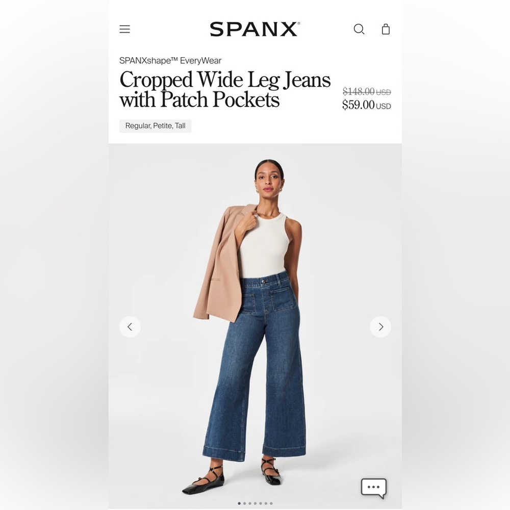 NWT SPANXshape™ EveryWear Cropped Wide Leg Jeans with Patch Pockets 3X Tall